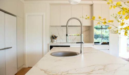 Kitchen with marble worktop